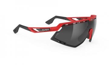 Okulary rowerowe Rudy Project Defender RP Optics Czerwono Czarne Black Smoke